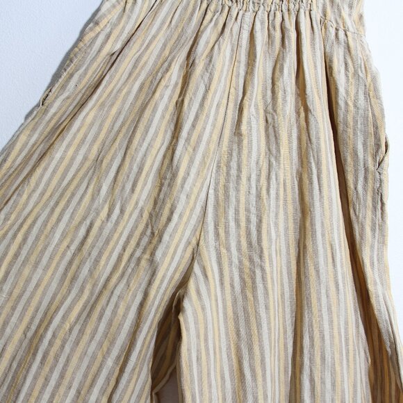 Madewell Sleeveless Wide-Leg Jumpsuit French Vanilla Striped Linen Yellow Size 2 - Picture 10 of 16